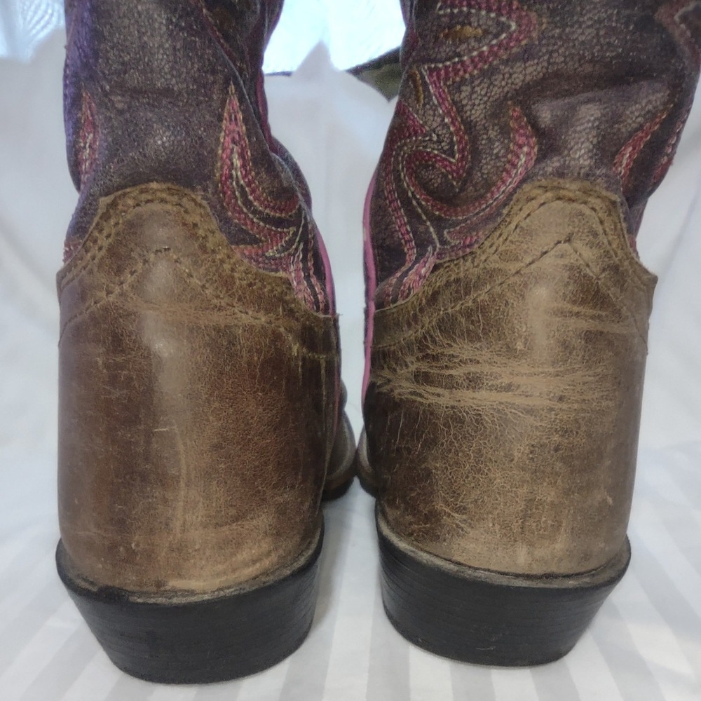 Dan Post Kids Pink Brown Leather Western Cowboy Boots 2947 Size 1D - Picture 4 of 10
